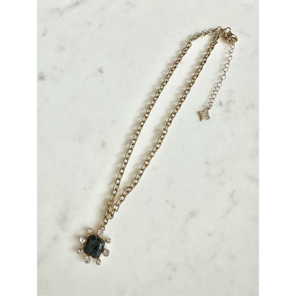 Panacea black stone pendant necklace